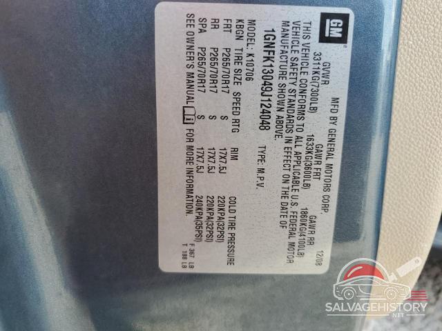 1GNFK13049J124048 2009 CHEVROLET TAHOE photo no. 13