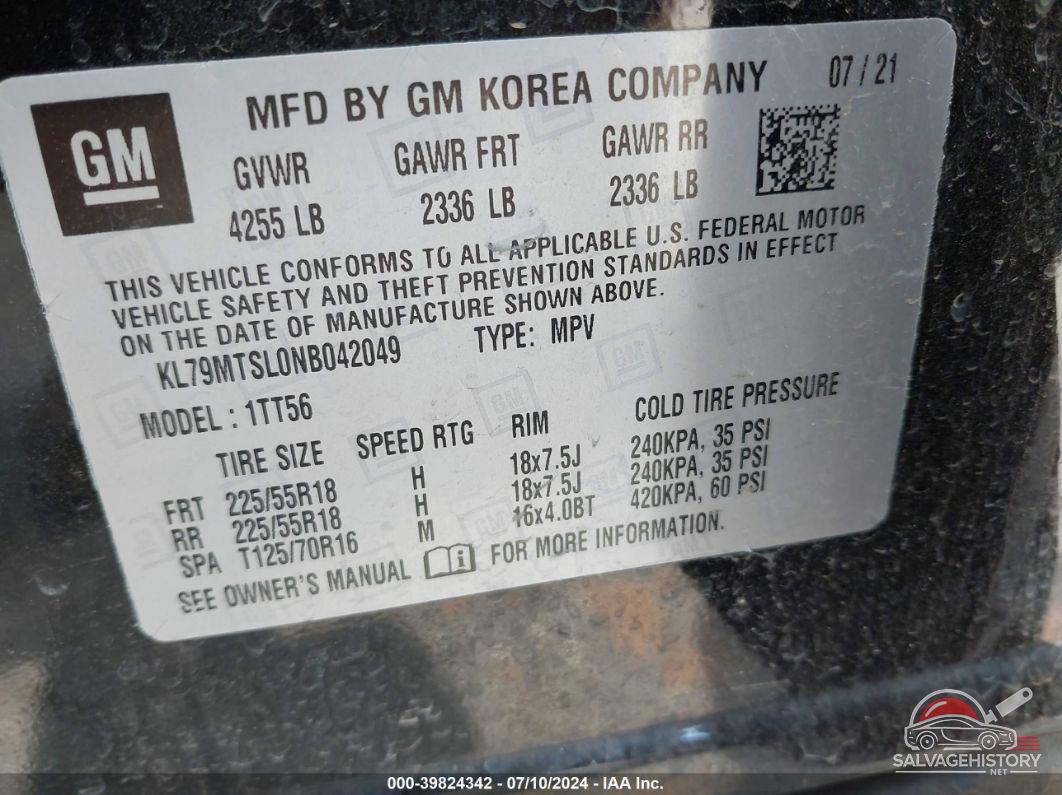 KL79MTSL0NB042049 2022 CHEVROLET TRAILBLAZER photo no. 9