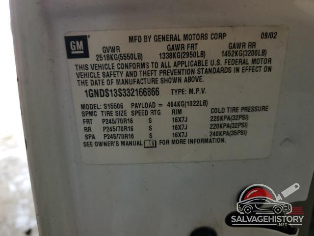 1GNDS13S332166866 2003 CHEVROLET TRAILBLZR photo no. 12