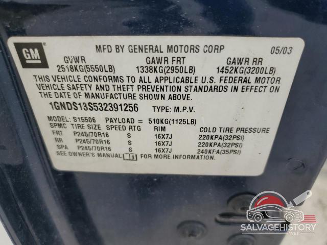 1GNDS13S532391256 2003 CHEVROLET TRAILBLZR photo no. 13