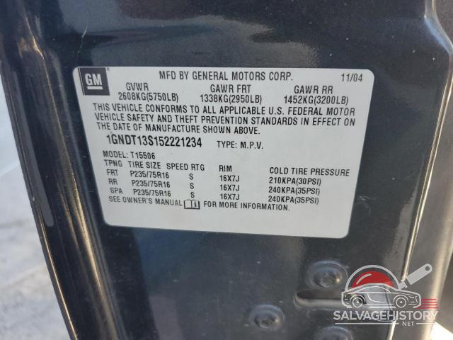 1GNDT13S152221234 2005 CHEVROLET TRAILBLZR photo no. 12