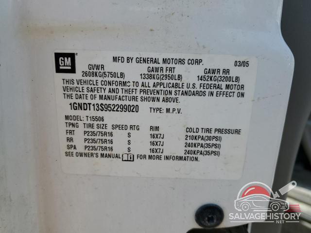 1GNDT13S952299020 2005 CHEVROLET TRAILBLZR photo no. 12