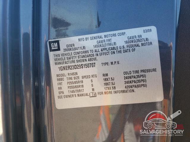 1GNER23D29S150707 2009 CHEVROLET TRAVERSE photo no. 12