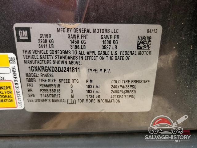 1GNKRGKD3DJ241811 2013 CHEVROLET TRAVERSE photo no. 12
