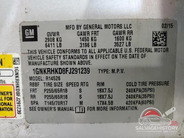 1GNKRHKD8FJ291239 2015 CHEVROLET TRAVERSE photo no. 13