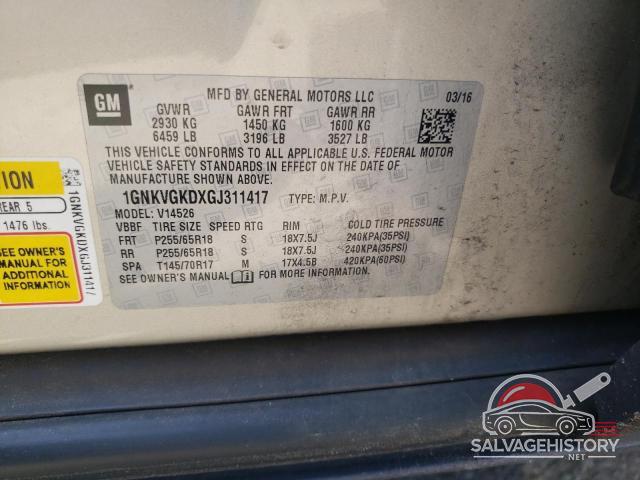 1GNKVGKDXGJ311417 2016 CHEVROLET TRAVERSE photo no. 13