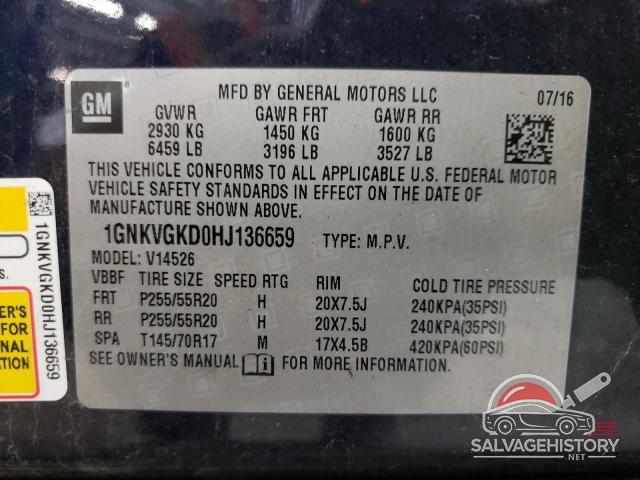 1GNKVGKD0HJ136659 2017 CHEVROLET TRAVERSE photo no. 13