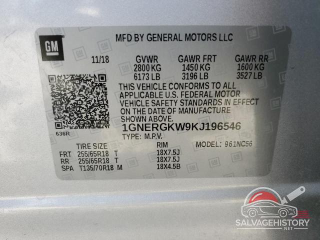 1GNERGKW9KJ196546 2019 CHEVROLET TRAVERSE photo no. 13