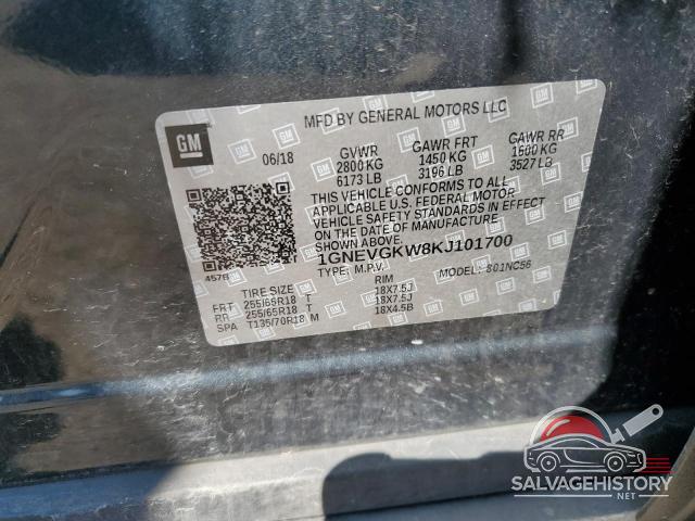 1GNEVGKW8KJ101700 2019 CHEVROLET TRAVERSE photo no. 13