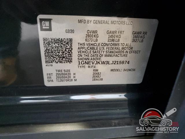 1GNEVJKW3LJ215974 2020 CHEVROLET TRAVERSE photo no. 13