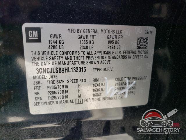 3GNCJLSB9HL133016 2017 CHEVROLET TRAX photo no. 13