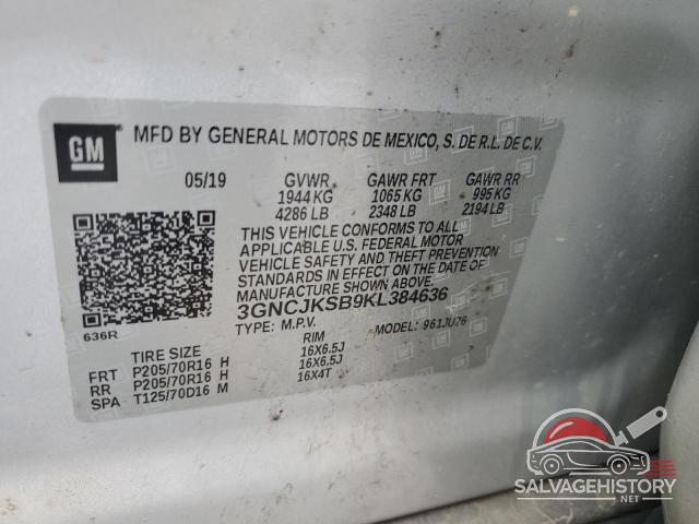 3GNCJKSB9KL384636 2019 CHEVROLET TRAX photo no. 14