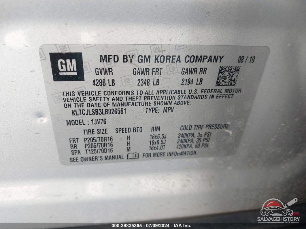 KL7CJLSB3LB026561 2020 CHEVROLET TRAX photo no. 9