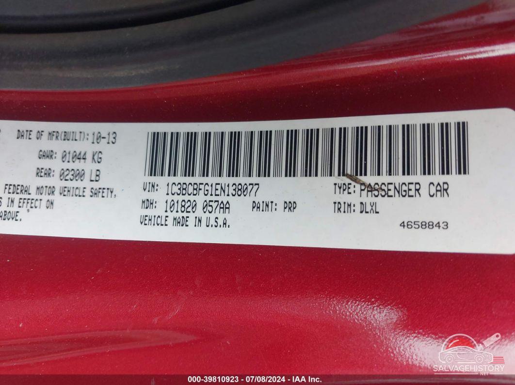 1C3BCBFG1EN138077 2014 CHRYSLER 200 photo no. 9