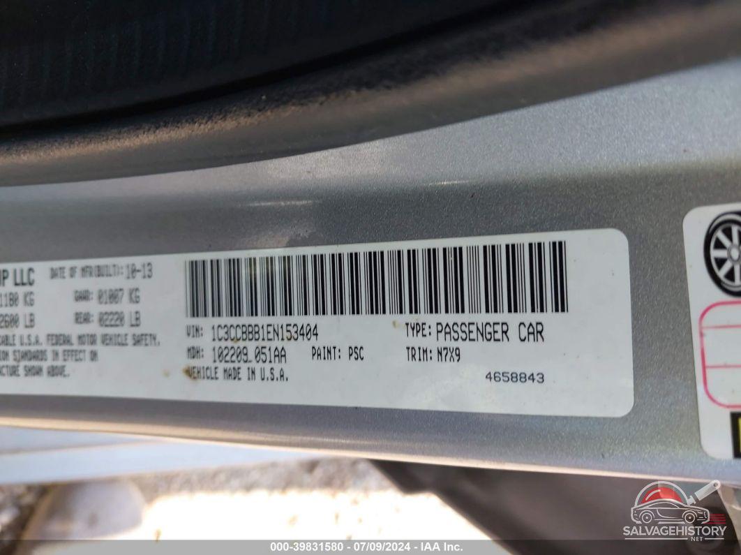 1C3CCBBB1EN153404 2014 CHRYSLER 200 photo no. 9