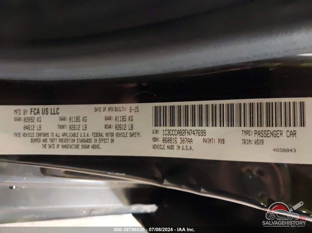 1C3CCCAB2FN747699 2015 CHRYSLER 200 photo no. 9
