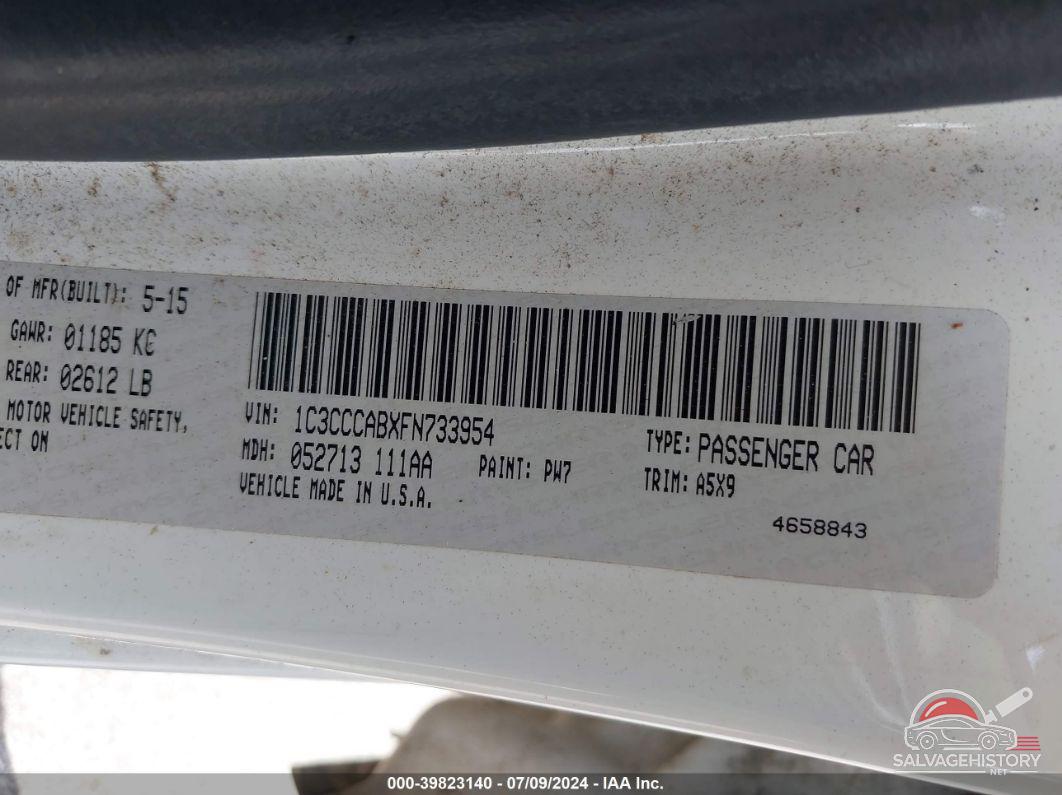 1C3CCCABXFN733954 2015 CHRYSLER 200 photo no. 9
