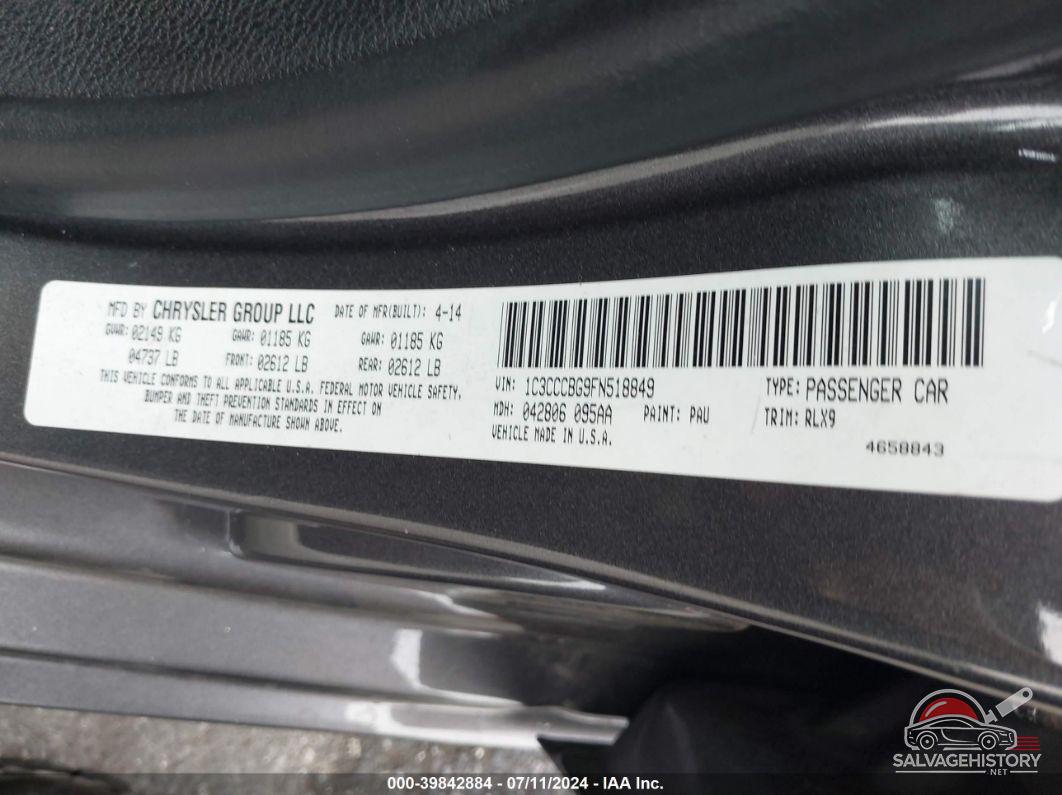 1C3CCCBG9FN518849 2015 CHRYSLER 200 photo no. 9
