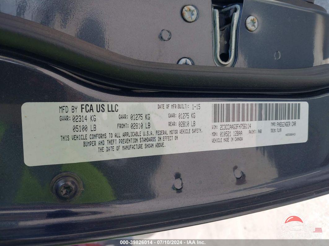 2C3CCAAG3FH756114 2015 CHRYSLER 300 photo no. 9