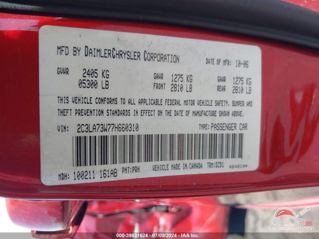 2C3LA73W77H660310 2007 CHRYSLER 300C photo no. 9