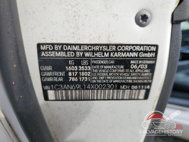 1C3AN69L14X002301 2004 CHRYSLER CROSSFIRE photo no. 12