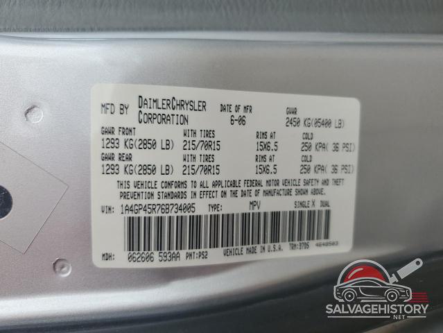 1A4GP45R76B734005 2006 CHRYSLER MINIVAN photo no. 13