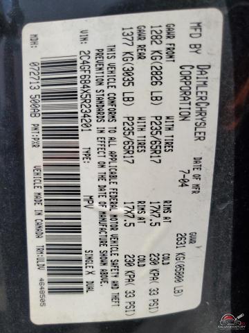 2C4GF684X5R234201 2005 CHRYSLER PACIFICA photo no. 13