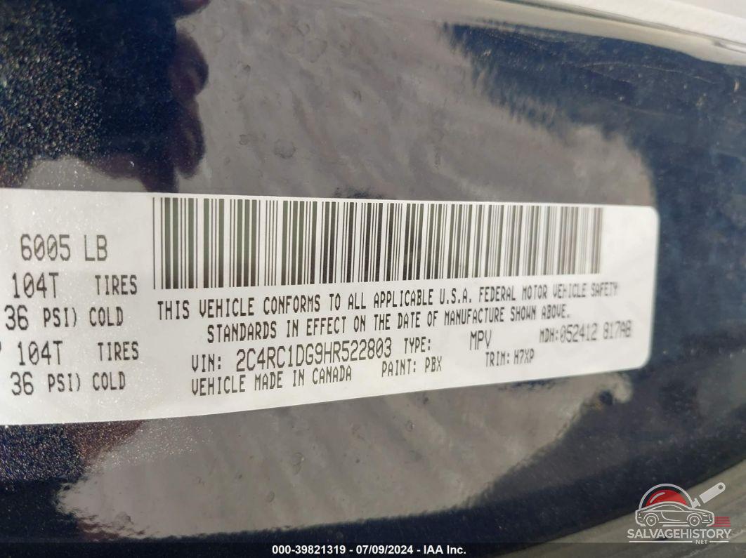 2C4RC1DG9HR522803 2017 CHRYSLER PACIFICA photo no. 9