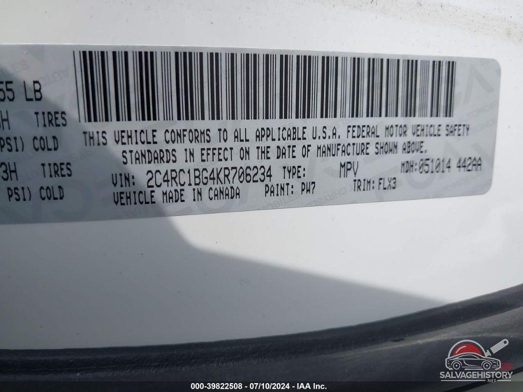 2C4RC1BG4KR706234 2019 CHRYSLER PACIFICA photo no. 9