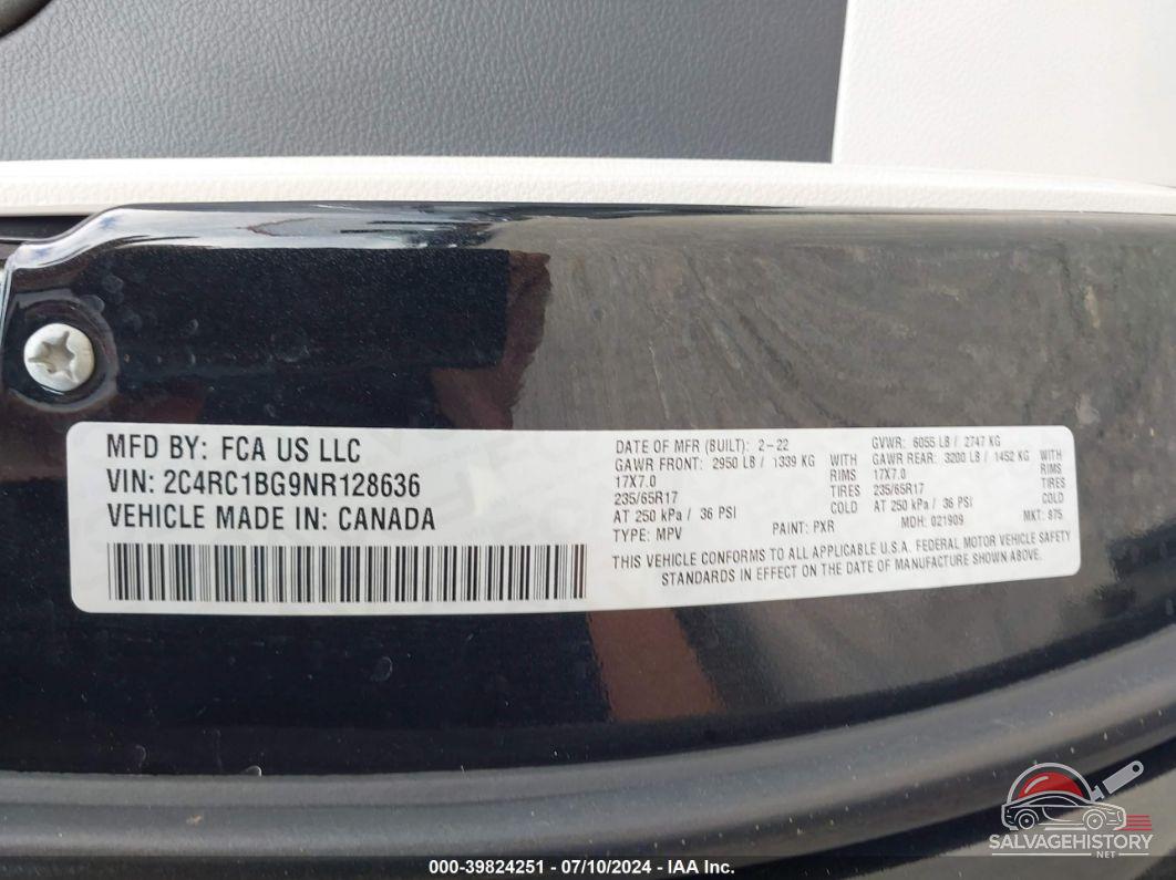 2C4RC1BG9NR128636 2022 CHRYSLER PACIFICA photo no. 9