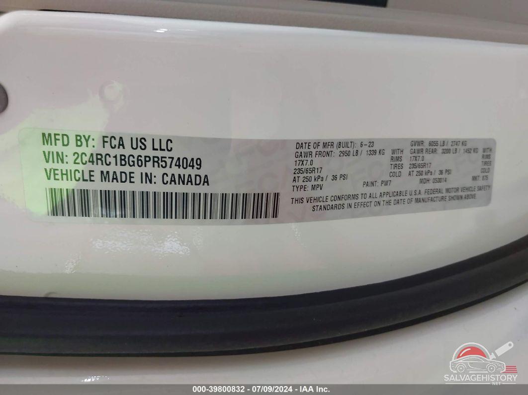2C4RC1BG6PR574049 2023 CHRYSLER PACIFICA photo no. 9