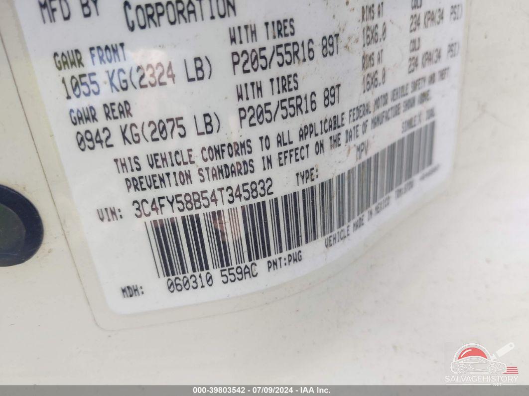 3C4FY58B54T345832 2004 CHRYSLER PT CRUISER photo no. 9