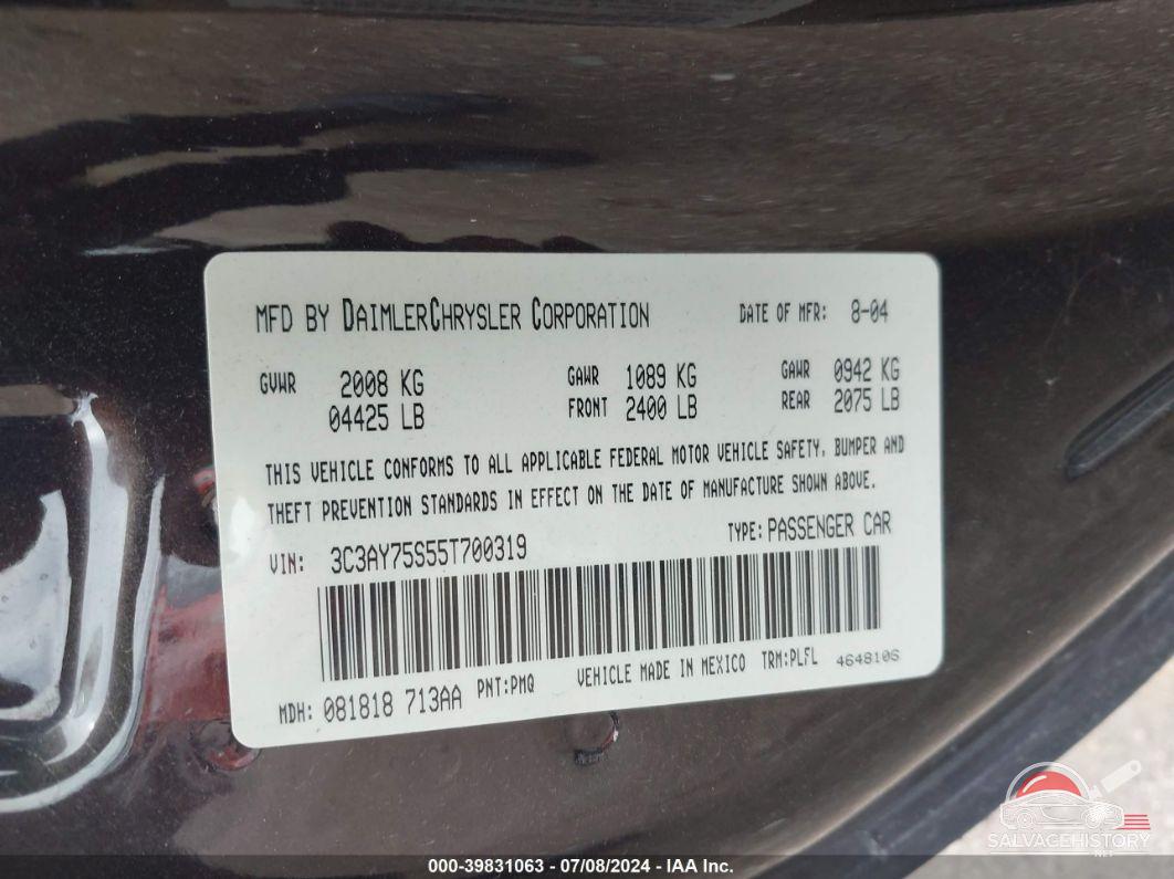 3C3AY75S55T700319 2005 CHRYSLER PT CRUISER photo no. 9