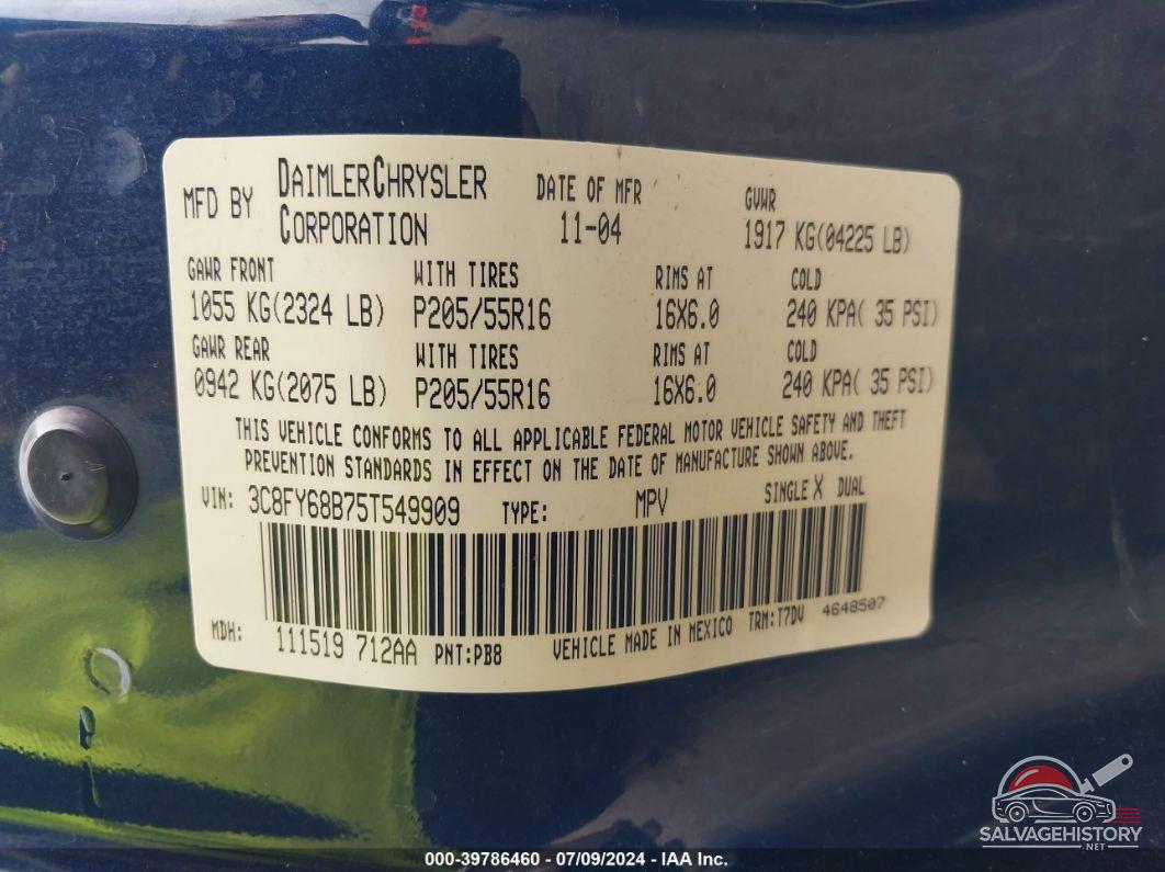 3C8FY68B75T549909 2005 CHRYSLER PT CRUISER photo no. 9