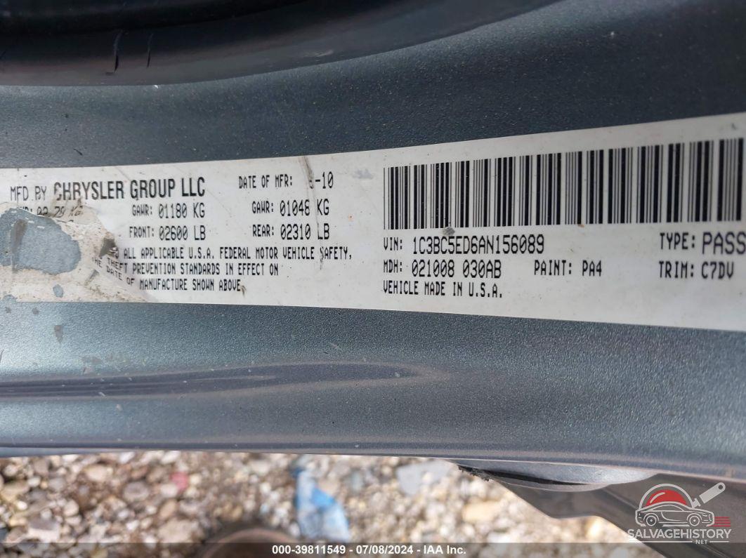 1C3BC5ED6AN156089 2010 CHRYSLER SEBRING photo no. 9