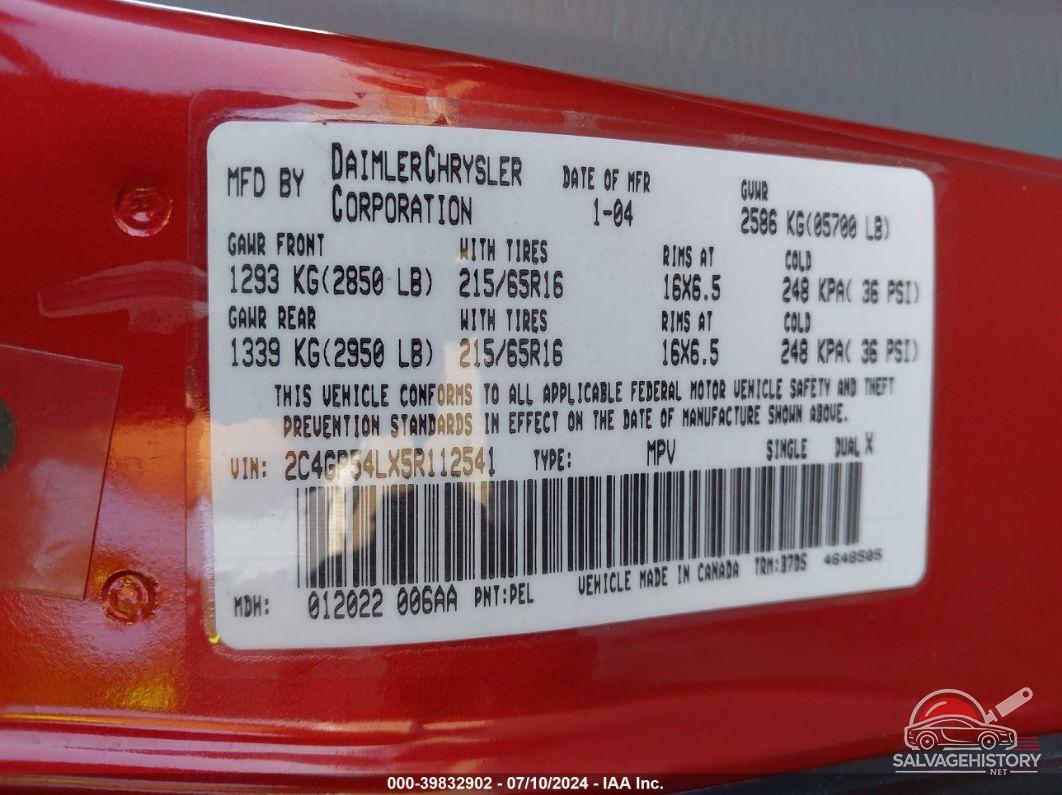 2C4GP54LX5R112541 2005 CHRYSLER TOWN & COUNTRY photo no. 9