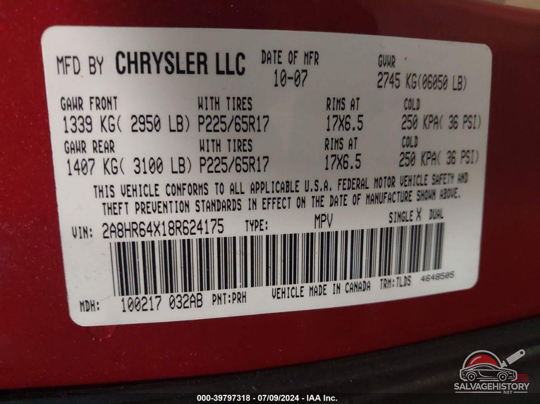 2A8HR64X18R624175 2008 CHRYSLER TOWN & COUNTRY photo no. 9