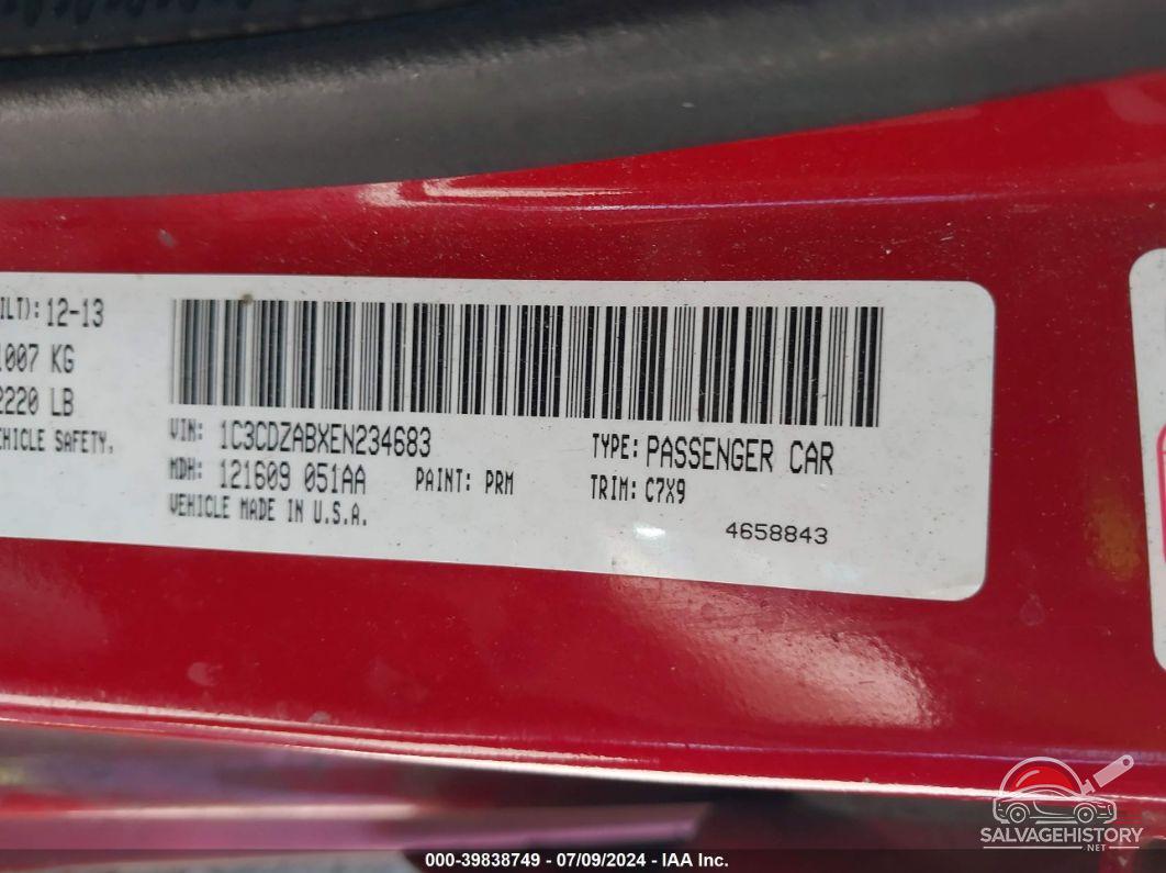 1C3CDZABXEN234683 2014 DODGE AVENGER photo no. 9