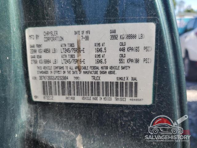 3B7KF2662WM292884 1998 DODGE All Models photo no. 12