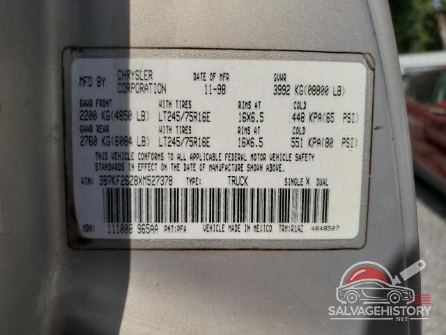 3B7KF26Z8XM527378 1999 DODGE All Models photo no. 12