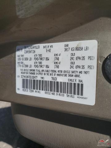 3D7HA18N72G192477 2002 DODGE All Models photo no. 12