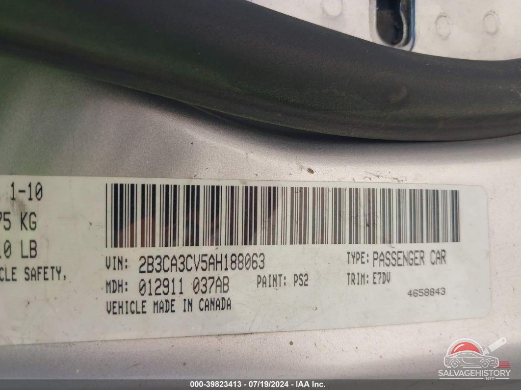 2B3CA3CV5AH188063 2010 DODGE CHARGER photo no. 9