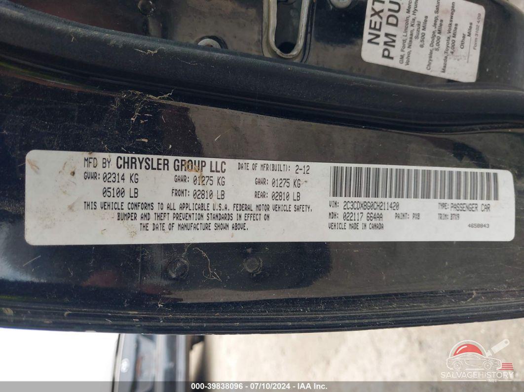 2C3CDXBG0CH211420 2012 DODGE CHARGER photo no. 9