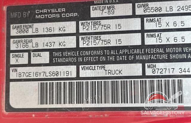 1B7GE16Y7LS601191 1990 DODGE D SERIES photo no. 10