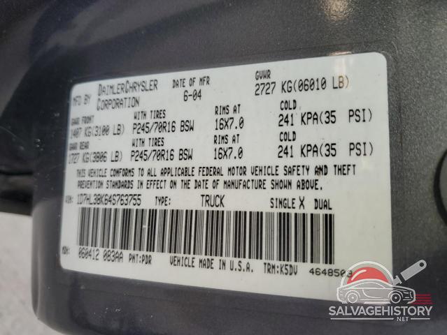 1D7HL38K64S763755 2004 DODGE DAKOTA photo no. 12