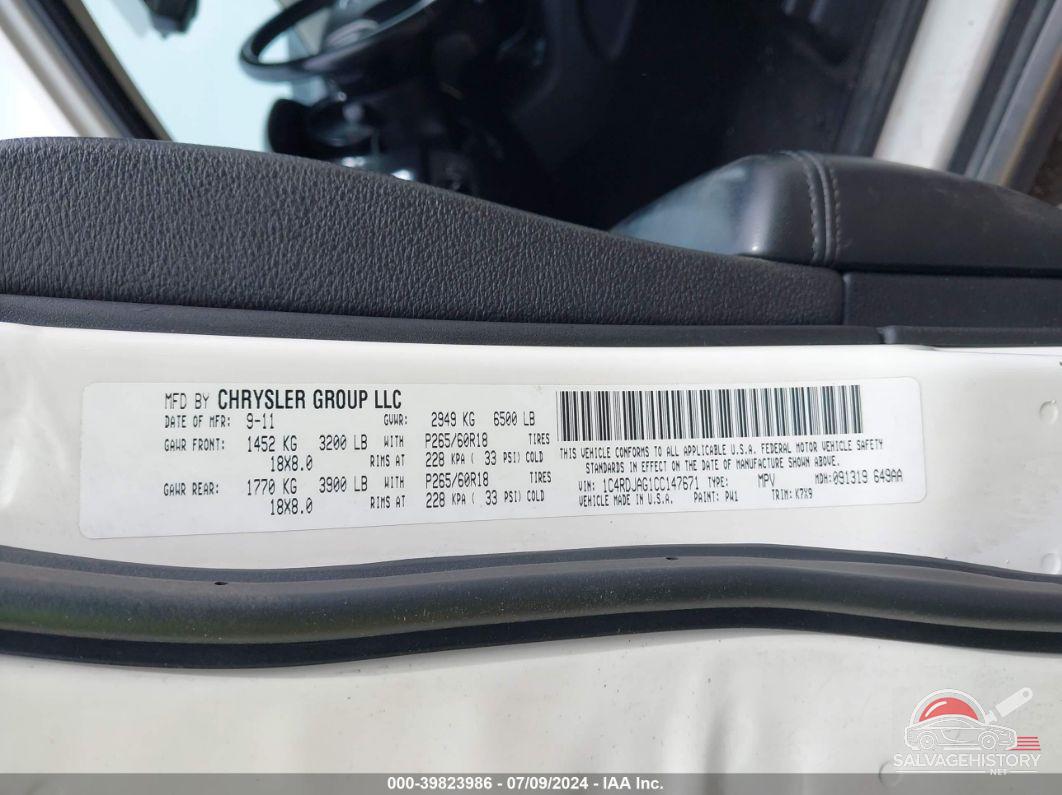 1C4RDJAG1CC147671 2012 DODGE DURANGO photo no. 9