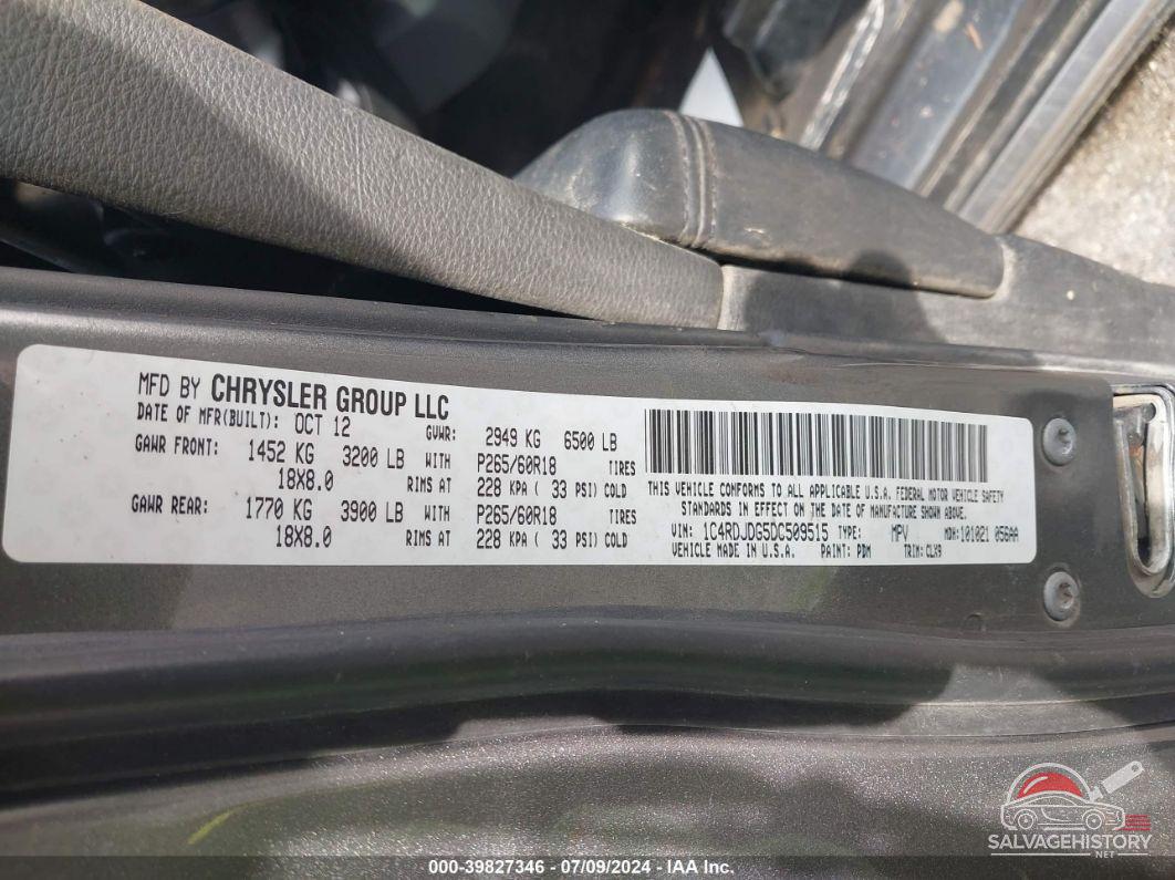 1C4RDJDG5DC509515 2013 DODGE DURANGO photo no. 9