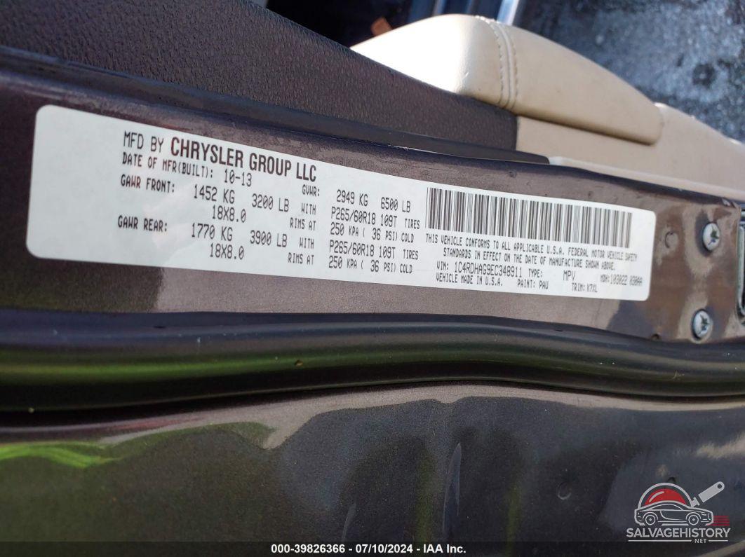 1C4RDHAG9EC348911 2014 DODGE DURANGO photo no. 9