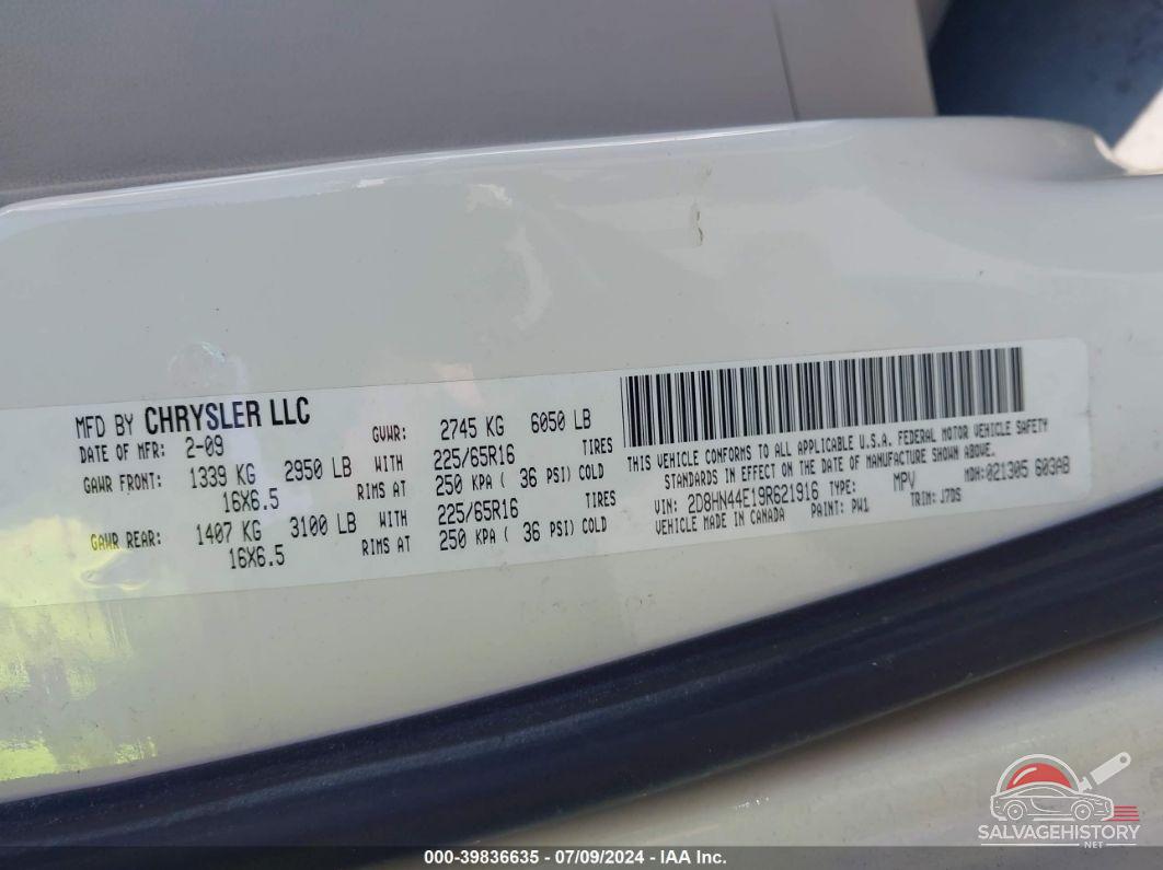 2D8HN44E19R621916 2009 DODGE GRAND CARAVAN photo no. 9