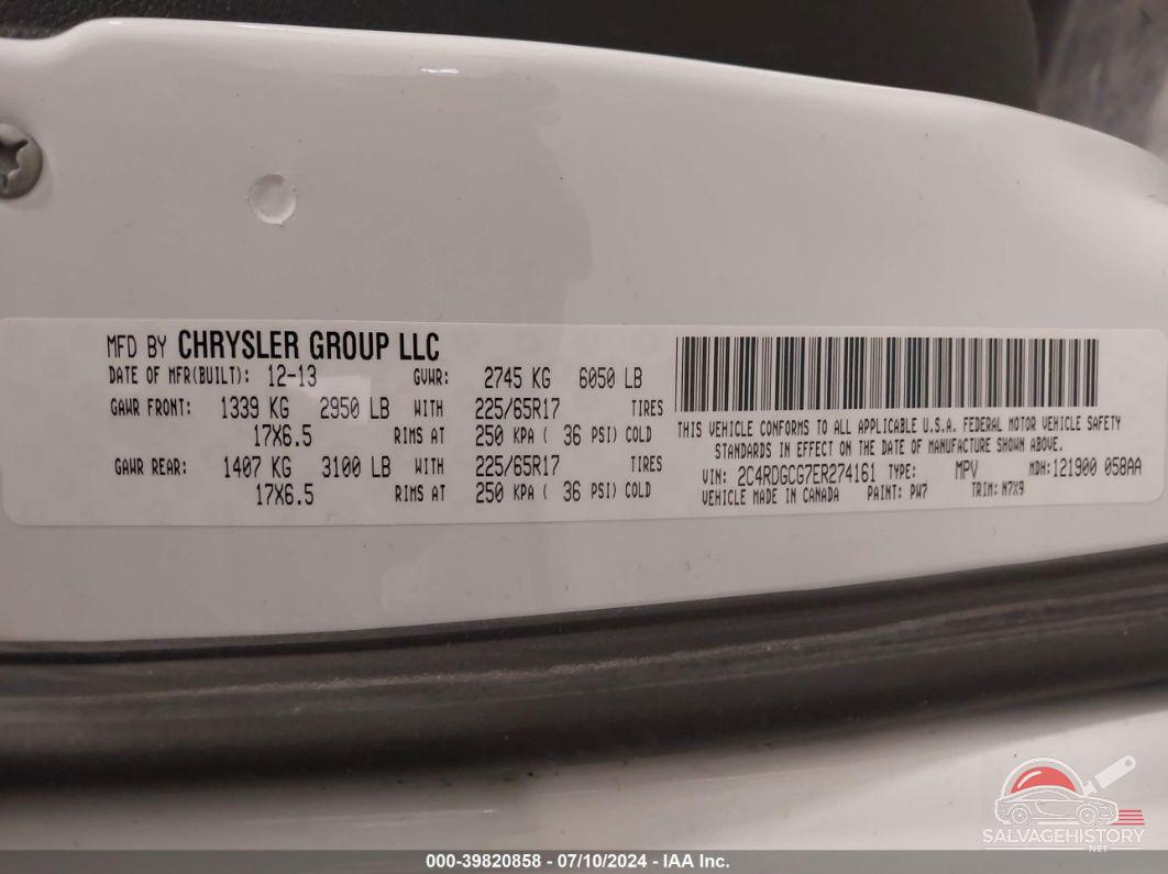 2C4RDGCG7ER274161 2014 DODGE GRAND CARAVAN photo no. 9
